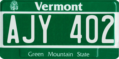 VT license plate AJY402