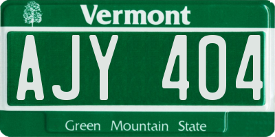 VT license plate AJY404