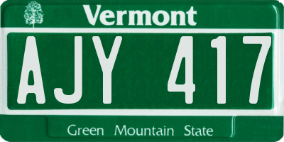 VT license plate AJY417