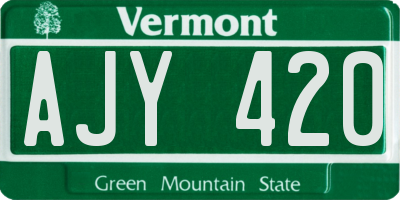 VT license plate AJY420