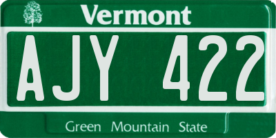 VT license plate AJY422