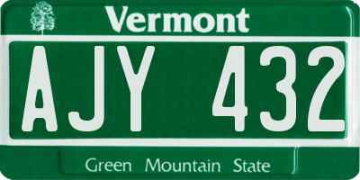VT license plate AJY432