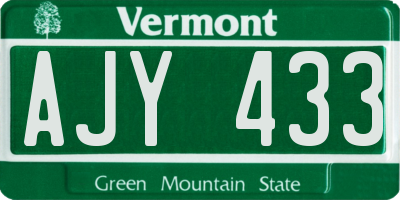 VT license plate AJY433