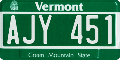 VT license plate AJY451