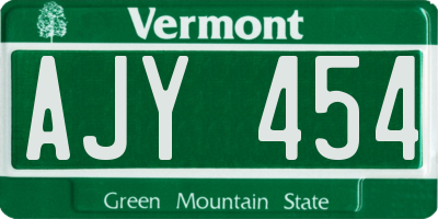 VT license plate AJY454