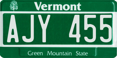 VT license plate AJY455