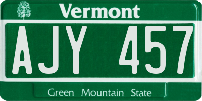 VT license plate AJY457