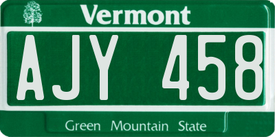 VT license plate AJY458