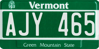VT license plate AJY465