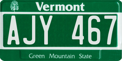 VT license plate AJY467