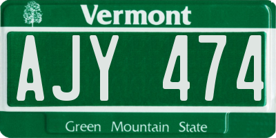 VT license plate AJY474