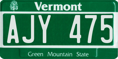 VT license plate AJY475