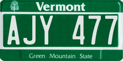VT license plate AJY477