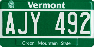VT license plate AJY492