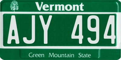 VT license plate AJY494