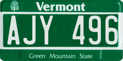 VT license plate AJY496