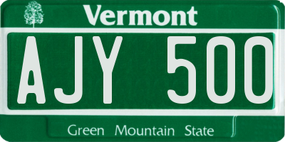 VT license plate AJY500