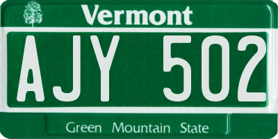 VT license plate AJY502