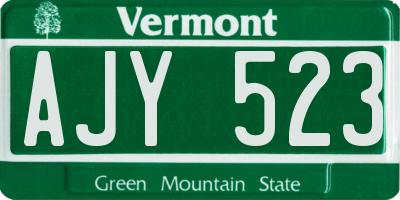 VT license plate AJY523