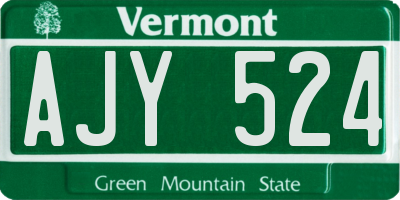 VT license plate AJY524