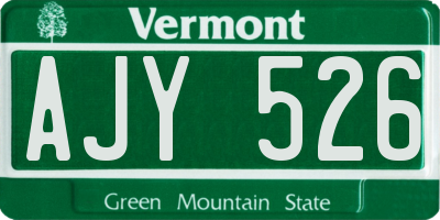 VT license plate AJY526
