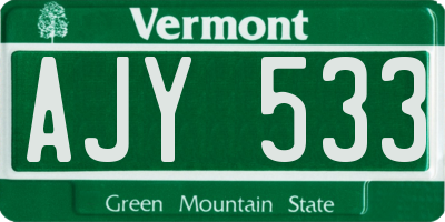 VT license plate AJY533
