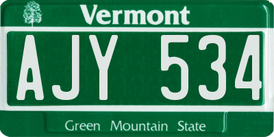 VT license plate AJY534