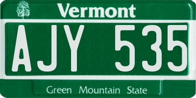 VT license plate AJY535
