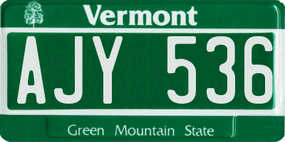VT license plate AJY536