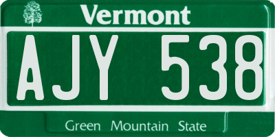 VT license plate AJY538