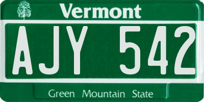 VT license plate AJY542