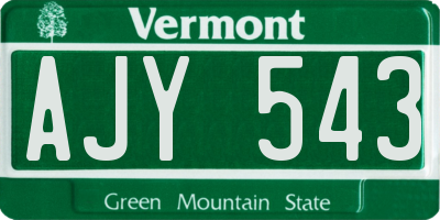 VT license plate AJY543