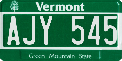VT license plate AJY545