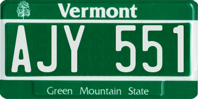 VT license plate AJY551