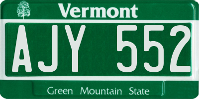 VT license plate AJY552