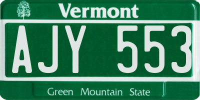 VT license plate AJY553