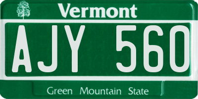 VT license plate AJY560