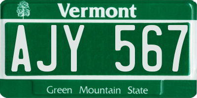 VT license plate AJY567