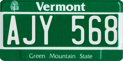 VT license plate AJY568