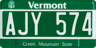 VT license plate AJY574