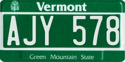 VT license plate AJY578