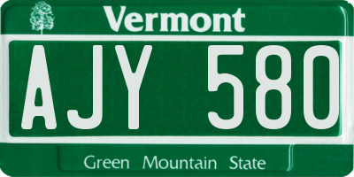 VT license plate AJY580