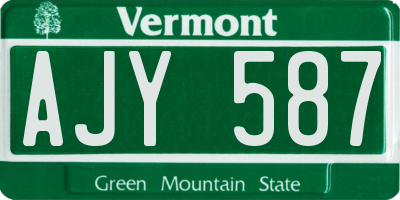 VT license plate AJY587