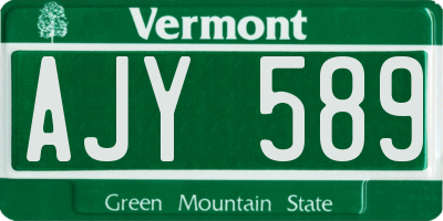 VT license plate AJY589