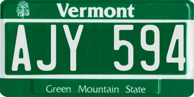 VT license plate AJY594