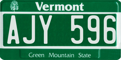 VT license plate AJY596