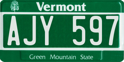 VT license plate AJY597