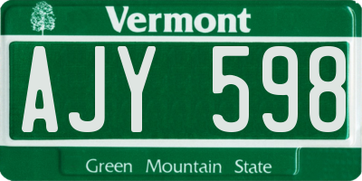 VT license plate AJY598