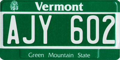 VT license plate AJY602