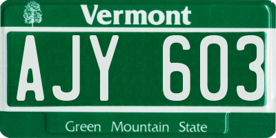 VT license plate AJY603